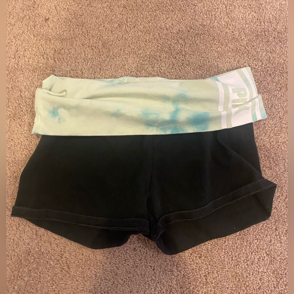 Pink yoga black shorts